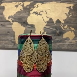 3in. Drop gold tone earrings